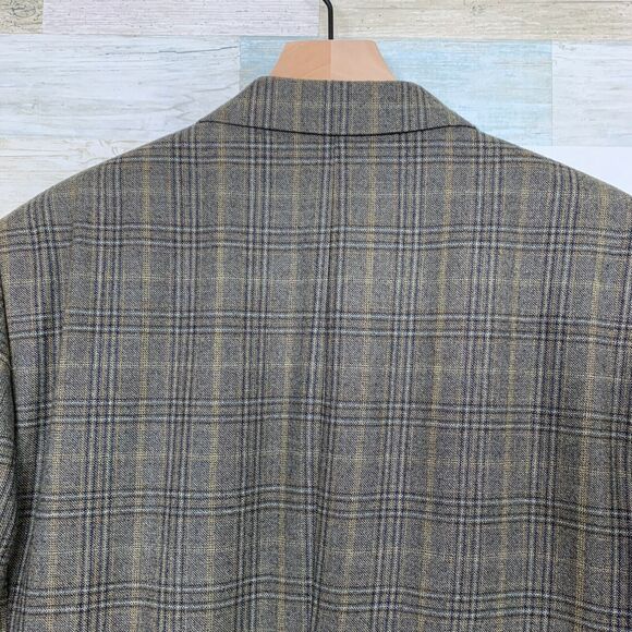 Jos A Bank Wool Sport Coat Jacket Gray Two Button Prince Of Wales Check Mens 43L - Picture 6 of 8
